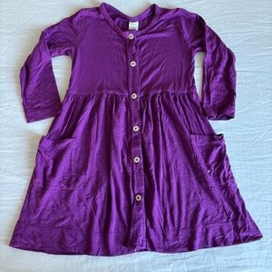 Kate Quinn Long Sleeve Button Front Purple Bamboo Dress • Size 2T